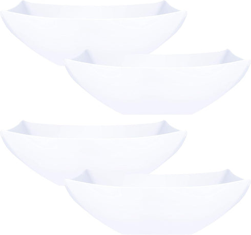 PLASTICPRO Disposable 64 Ounce Square Serving Bowls, Large Plastic Party Snack or Salad Bowl, Pack of 4