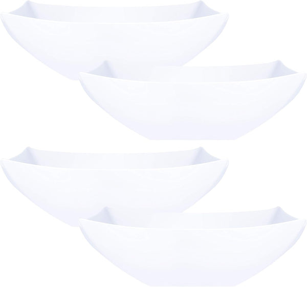 PLASTICPRO Disposable 64 Ounce Square Serving Bowls, Large Plastic Party Snack or Salad Bowl, Pack of 4