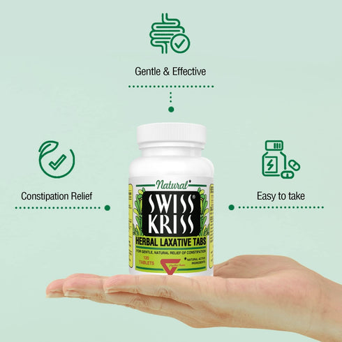 Swiss Kriss Herbal Laxative Tablets, Gentle & Natural for Constipation Relief, Pack of 2-240 Tablets