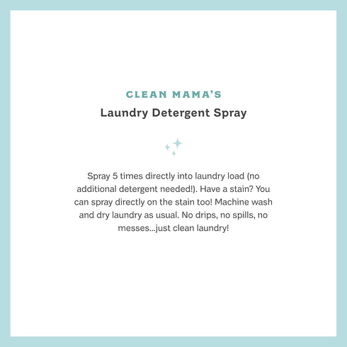 Clean Mama Natural Laundry Detergent Spray & Pre-Treater, Eco-Friendly, Unscented, 64+ Loads, 16 oz Each