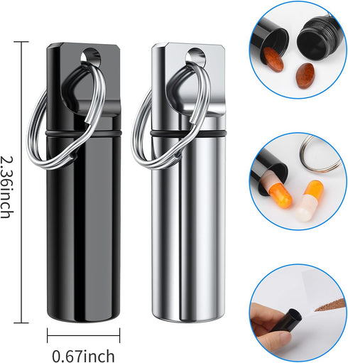 Small Portable Pill Box Keychain (3 Pack) - Aluminium Alloy Mini Pill Organizer Case for Outdoor Camping Travel