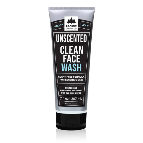 Pacific Shaving Company Clean Facial Wash, Unscented Gentle Face Cleanser with Sea Salt & Aloe Vera for Men