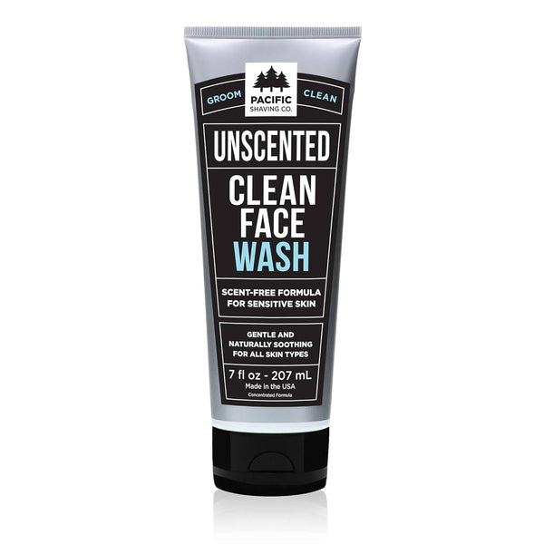 Pacific Shaving Company Clean Facial Wash, Unscented Gentle Face Cleanser with Sea Salt & Aloe Vera for Men