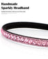 Wecoe Pink Rhinestone Headband, Non Slip Fashion Bling Hair Band for Women Girls, Holiday Accessories