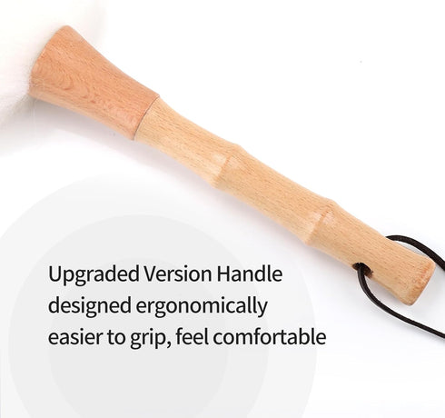 Feather Duster: Lambswool Duster with Solid Wooden Handle, Anti-Static Washable Reusable Small Hand Duster for Home