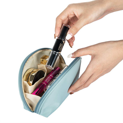 Hekyip Half Moon Cosmetic Beauty Bag - Handy Makeup Pouch for Women Girls Travel