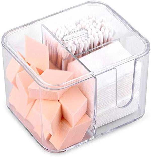 SUNFICON Cotton Swab Balls Box, Cotton Pads Holder Organizer, Acrylic Crystal Clear Canister