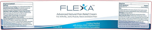 FLEXA Natural Relief Cream, 3 Oz Jar - Use on Muscles, Back, Neck, and Joints with Arnica, Menthol, and Tea Tree Oil