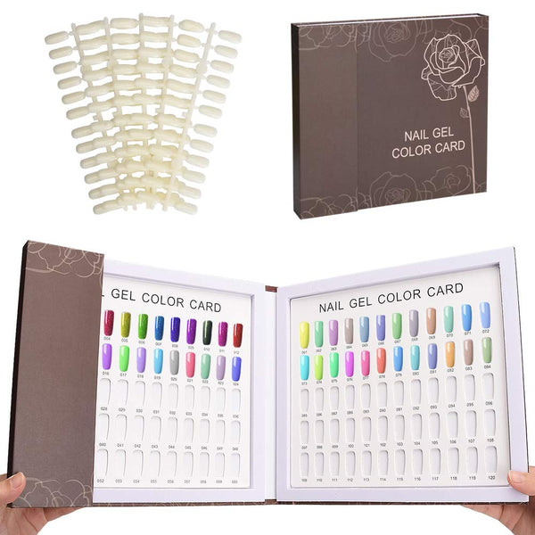Noverlife 120 Nail Colors Display Book with 120 False Nail Tips, Nail Art Samples Color Swatches for Salon