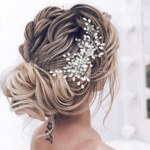 Unicra Silver Bride Wedding Hair Comb, Rhinestone Bridal Headpiece, Crystal Hair Accessories for Women and Girls