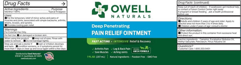 OWELL NATURALS Pain Relief Ointment 3.5 oz, All Natural Fast Acting Formula for Arthritis, Joint & Muscle Discomfort,