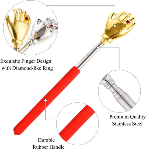 Telescopic Back Scratcher with Extendable Handle, Portable Stainless Steel Hand Massage Tool, 2 Pack