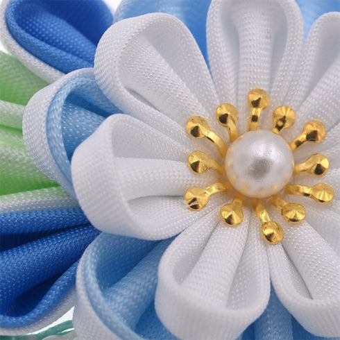 Japanese Hair Clip Cherry Blossom HairPin Kimono Hanfu Flower Band Clip Accessories for Women Girl (Blue)