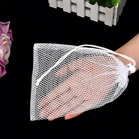 TecUnite 10 Pcs Large Drawstring Mesh Bags, Nylon Mesh Gift Dishwasher Bag for Kitchen Jewelry, White (5.5 x 7.5 Inch)