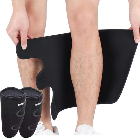 Calf Brace Shin 2 Pack - Compression Wrap Sleeve for Torn Calf Muscle Pain Relief, Adjustable Leg Support