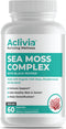 Organic Irish Sea Moss Capsules with Bladderwrack & Burdock Root - 102 Minerals Sea Moss Supplement - Thyroid Support,