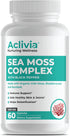 Organic Irish Sea Moss Capsules with Bladderwrack & Burdock Root - 102 Minerals Sea Moss Supplement - Thyroid Support,