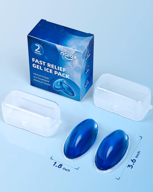 nalax Hemorrhoid Treatment Ice Pack for Fast Relief, Cooling Gel Packs Pads - Ultra-Soft, No Mess, 2 Storage Cases