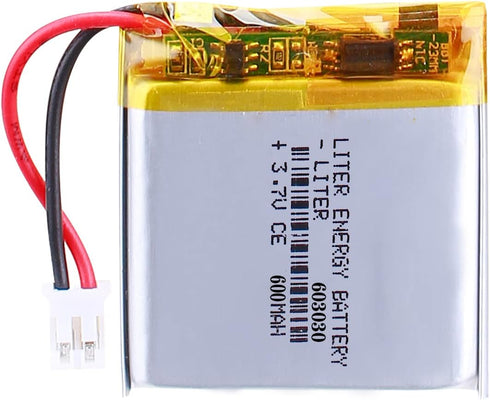 Liter Energy 3.7V Lipo Battery 600mAh Rechargeable Lithium Polymer with JST Connector (603030)