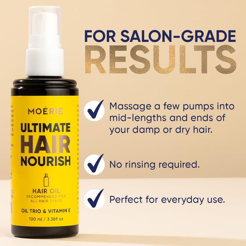 Moerie Ultimate Hair Oil for frizzy, dry and damaged Hair - Deeply Nourishing Rejuvenation - With Vitamin E, Jojoba
