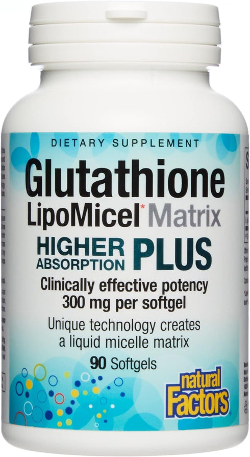 Natural Factors Glutathione LipoMicel Matrix, 300 mg, Offers Higher Absorption & Powerful Antioxidant Support, 90