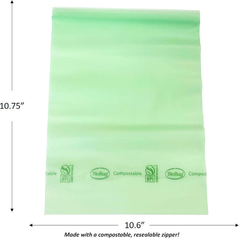 BioBag 100% Certified Compostable Resealable Food Storage Bags, Quart Size, 20 Count