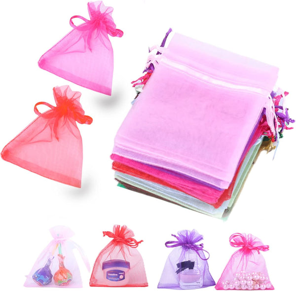 LYSXP Organza Bags 3×4 Inches, 100 Pcs Small Jewelry Favor Pouches for Christmas, Wedding, Birthday Party (Mixed Color)