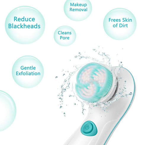Rechargeable Facial Cleansing Spin Brush Set with 4 Exfoliation Brush Heads, Waterproof Face Spa System