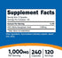 Nutricost AKG Alpha Ketoglutaric Acid Supplement 1,000 mg, 240 Capsules, 120 Servings Per Bottle - Powerful Precursor to Glutamine & Arginine, Energy Support Supplement