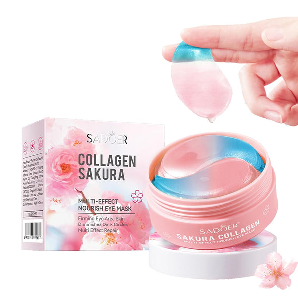 Sakura Eye Masks, 30 Pairs Collagen Gel Under Eye Patches, Moisturizing & Anti-Aging Skincare