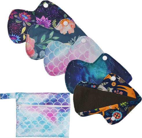 Sigzagor 5 Thong Panty Liners 1 Wet Bag Cloth Menstrual Pads Sanitary Reusable