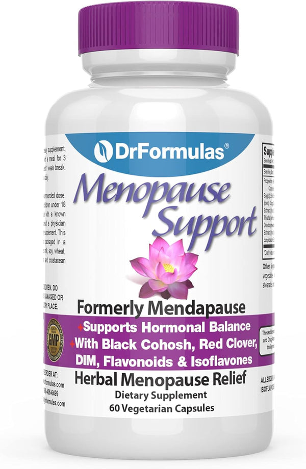 DrFormulas Menopause Supplement for Hot Flashes, Night Sweats Relief with DIM, Black Cohosh (60 Capsules)
