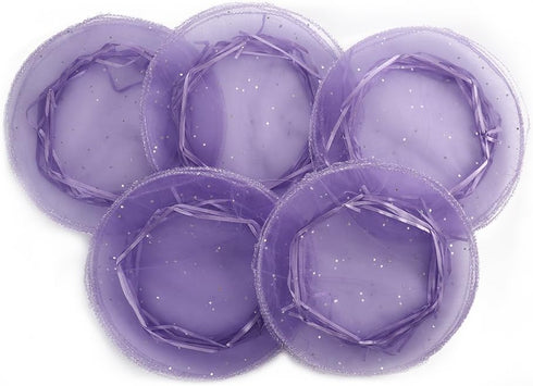 Round Organza Bags, 50pcs 9.8 Inch Sheer Drawstring Jewelry Candy Pouch for Christmas Wedding Party Favors