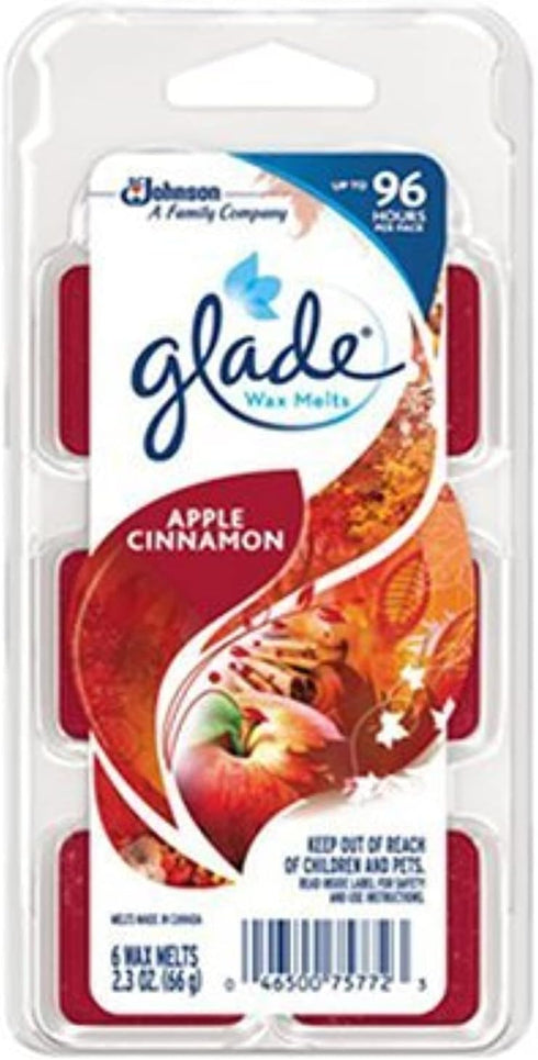 Glade 75772 Wax Melts, Apple Cinnamon Scent, 6 Count, 2.3 oz