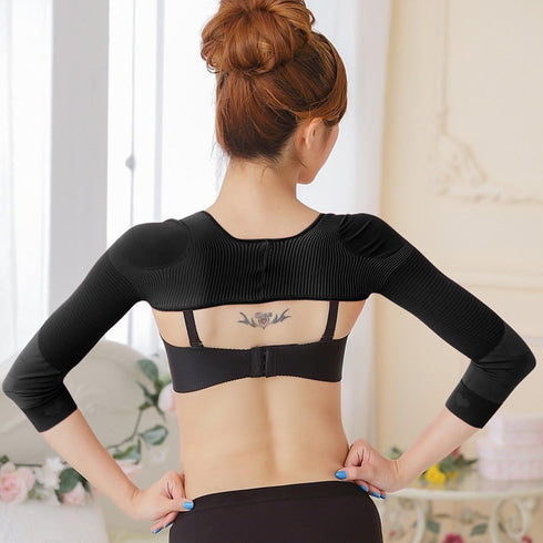 Gudessly Women's Slimming Arm Shapers, Back Shoulder Support Wrap, Correct Posture Corrector, Humpback, M (fit US XS),