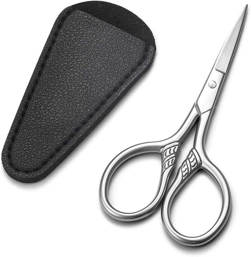 Small Precision Scissors, 3.5inch Stainless Steel Multi-Purpose Grooming Kit for Facial Hair, Eyebrow, Beard