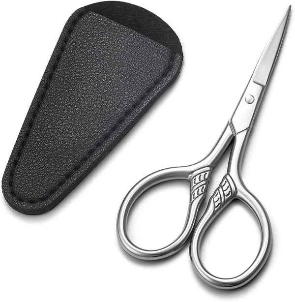 Small Precision Scissors, 3.5inch Stainless Steel Multi-Purpose Grooming Kit for Facial Hair, Eyebrow, Beard