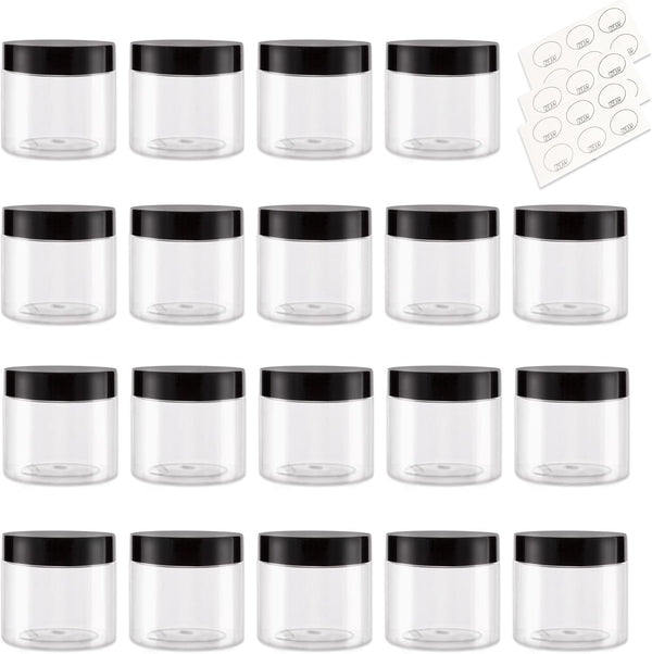 ZEJIA 20 Gram Plastic Cosmetic Jars with Lids, 20 Pieces Small Travel Size Containers for Beauty Products.