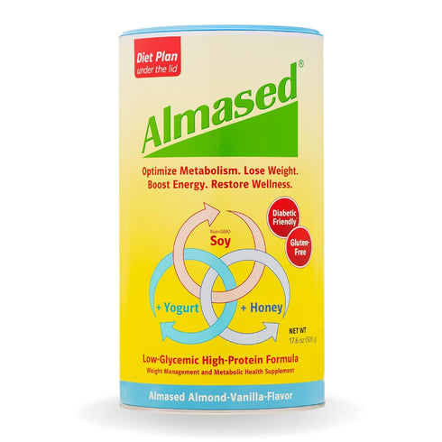 Almased Vanilla Meal Replacement Shake, Low-Glycemic High Plant Protein Powder, 17.6 oz (1.1 Pound)