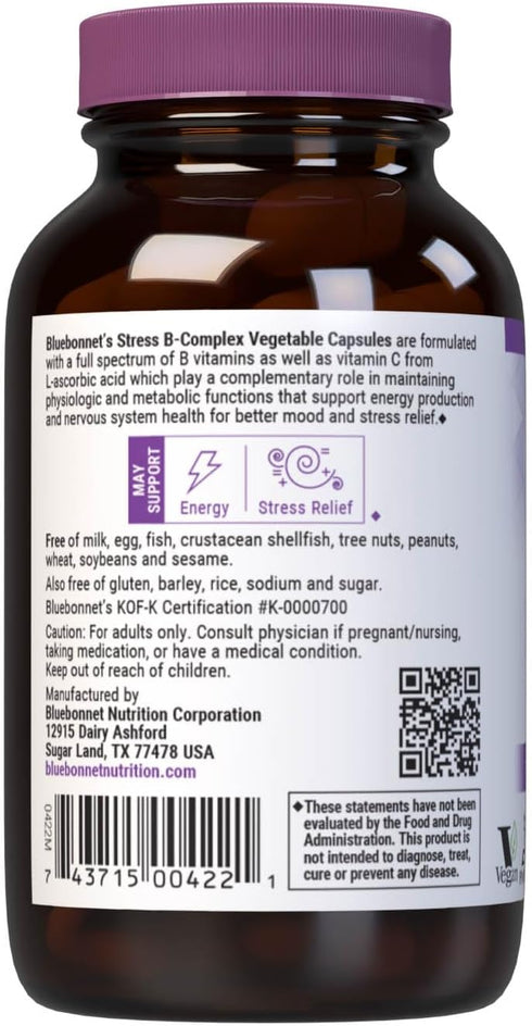 Bluebonnet Nutrition Stress B Complex Vegetable Capsules - 50 Count