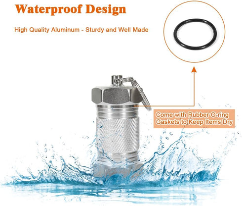 Shintop 2PCS High Capacity Aluminum Keychain Waterproof Pill Container