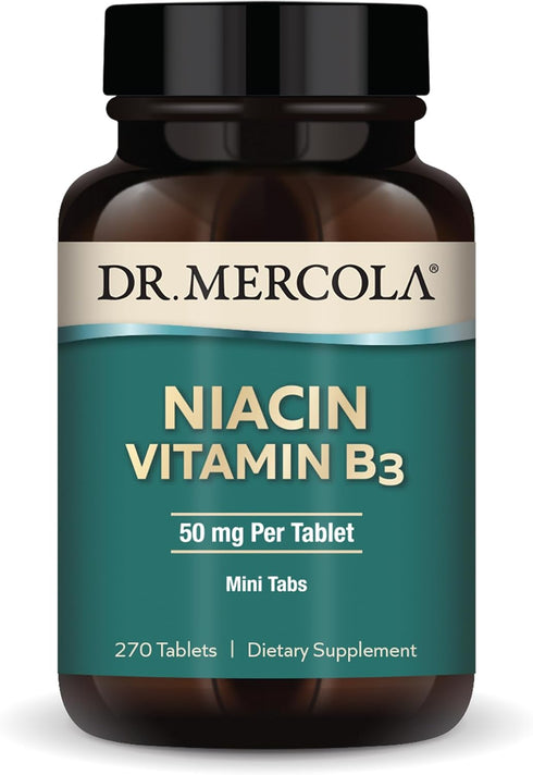 Dr. Mercola Niacin Vitamin B3, 90 Servings (270 Tablets), Essential B Vitamin, Dietary Supplement, Non-GMO