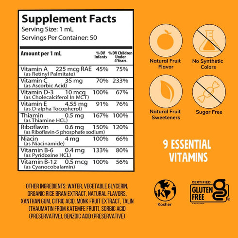 NovaFerrum MMM Multivitamin for Kids, Infants, and Toddlers, Orange Flavored, 2 Fl Oz