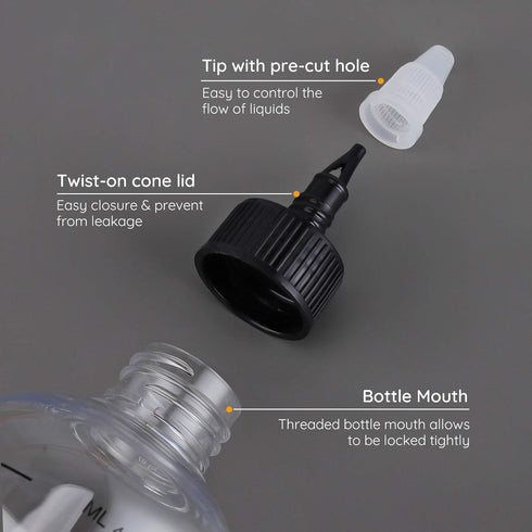 Segbeauty 16.9oz Hair Dye Bottles, Measured Twist-On Top Tip Cap, 2pcs 500ml Refillable Empty Hair Color Applicator