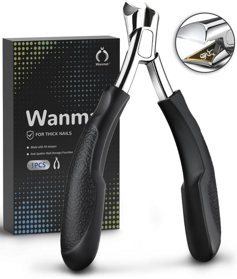 Wanmat Professional Toenail Clippers, Thick & Ingrown Nail Clippers with Catcher and Non-Slip Handle