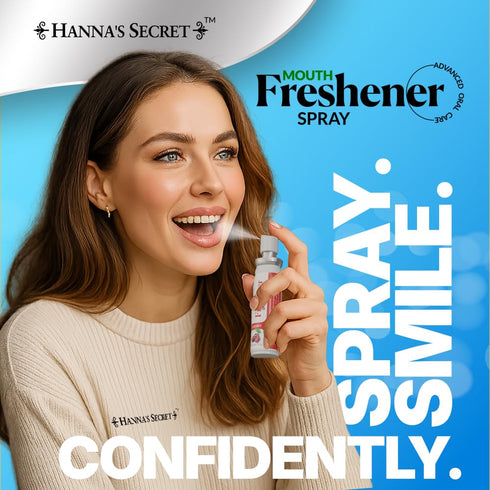 HANNA'S SECRET Pack 3 Mouth Freshener Spray | Fresh Breath On-The-Go | Sugar-Free & Alcohol-Free | Strawberry Flavor |
