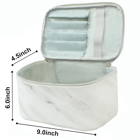 Meiyuuo Makeup Bag, Small Cosmetic Bags for Women, Waterproof Zipper Pouch Makeup Organizer (White Marble)