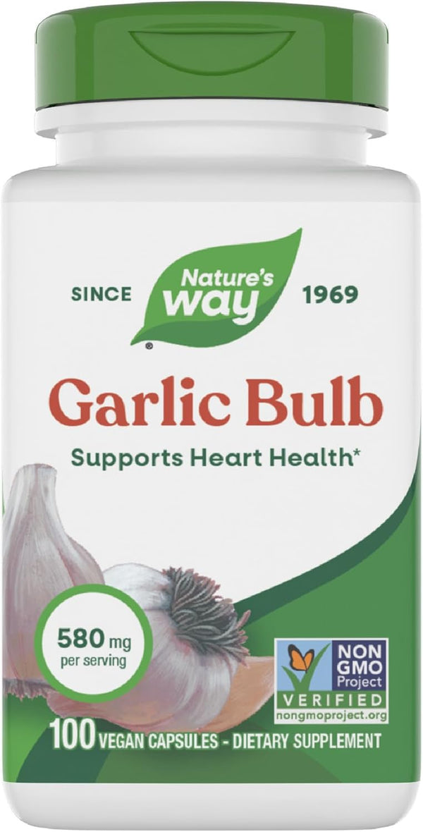 Nature's Way Garlic Bulb, Supports Heart Health*, Non-GMO Project Verified, 580 mg per Serving,