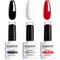 RARJSM Black White Gel Nail Polish Set, Soak Off Red Nail Polish 3PCS 7.5ML for DIY Nail Art