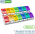 EZY DOSE Weekly Pill Case, 7-Day Medicine Planner, Vitamin Organizer, AM/PM Removable Trays, Easy to Use, Rainbow Lids